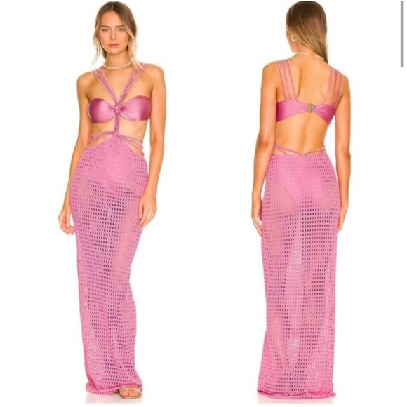 PatBO Cut Out Beach Dress in Blush Pink - Picture 6 of 10